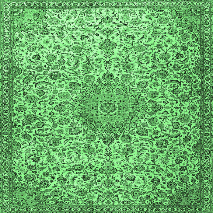 Square Persian Emerald Green Traditional Rug, tr3606emgrn