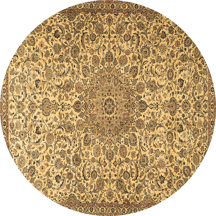 Round Machine Washable Persian Brown Traditional Rug, wshtr3606brn