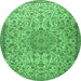 Round Persian Emerald Green Traditional Rug, tr3606emgrn
