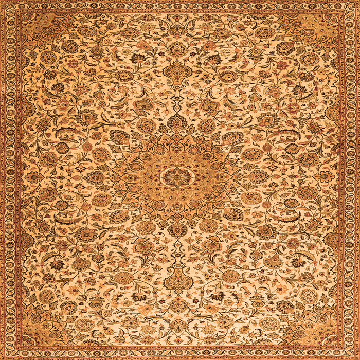 Round Machine Washable Persian Orange Traditional Area Rugs, wshtr3606org