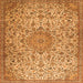 Round Machine Washable Persian Orange Traditional Area Rugs, wshtr3606org