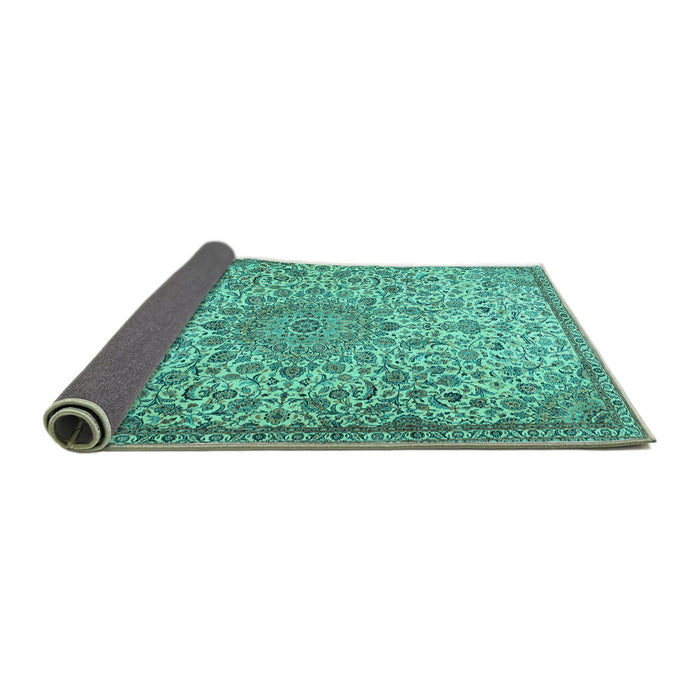 Sideview of Persian Turquoise Traditional Rug, tr3606turq