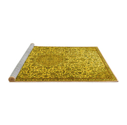 Sideview of Machine Washable Persian Yellow Traditional Rug, wshtr3606yw