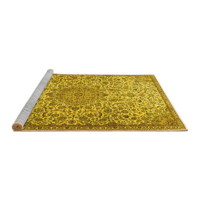Sideview of Machine Washable Persian Yellow Traditional Rug, wshtr3606yw
