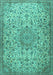 Machine Washable Persian Turquoise Traditional Area Rugs, wshtr3606turq