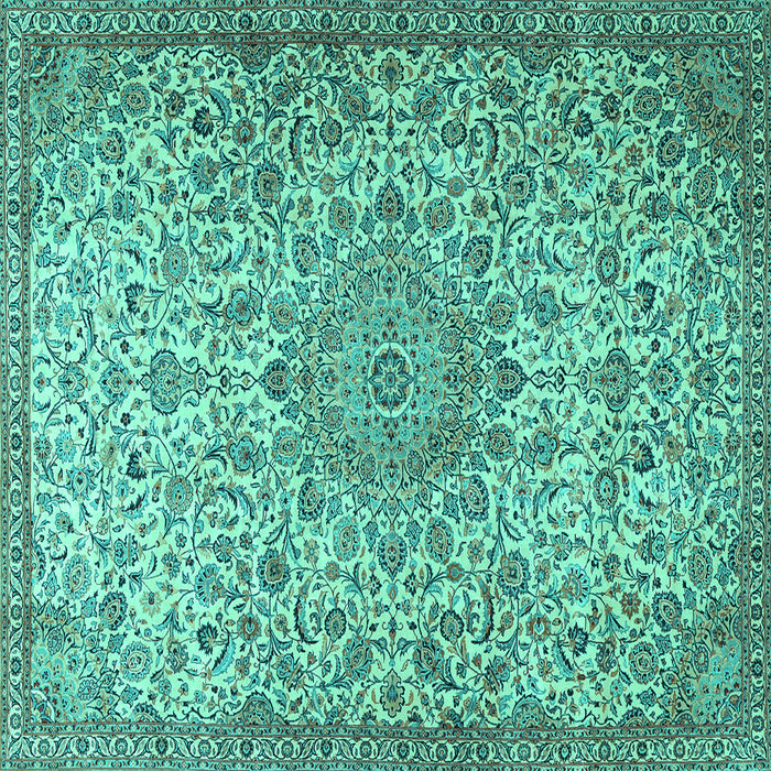 Square Persian Turquoise Traditional Rug, tr3606turq