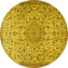 Round Persian Yellow Traditional Rug, tr3606yw