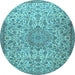 Round Persian Light Blue Traditional Rug, tr3606lblu