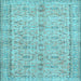 Square Machine Washable Persian Light Blue Traditional Rug, wshtr3607lblu