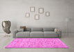 Machine Washable Persian Pink Traditional Rug in a Living Room, wshtr3607pnk