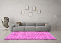 Machine Washable Persian Pink Traditional Rug, wshtr3607pnk