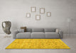 Machine Washable Persian Yellow Traditional Rug in a Living Room, wshtr3607yw