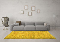 Machine Washable Persian Yellow Traditional Rug, wshtr3607yw