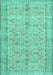 Machine Washable Persian Turquoise Traditional Area Rugs, wshtr3607turq