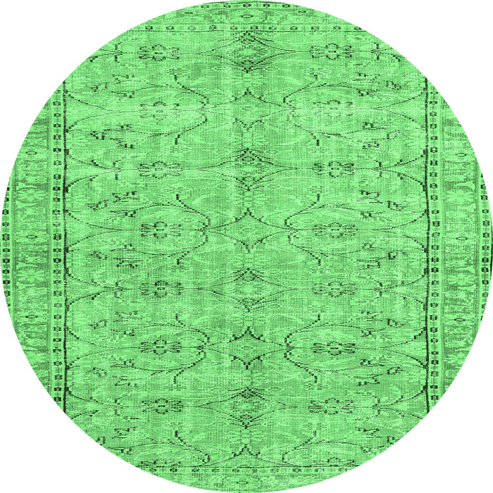 Round Persian Emerald Green Traditional Rug, tr3607emgrn