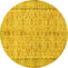 Round Machine Washable Persian Yellow Traditional Rug, wshtr3607yw