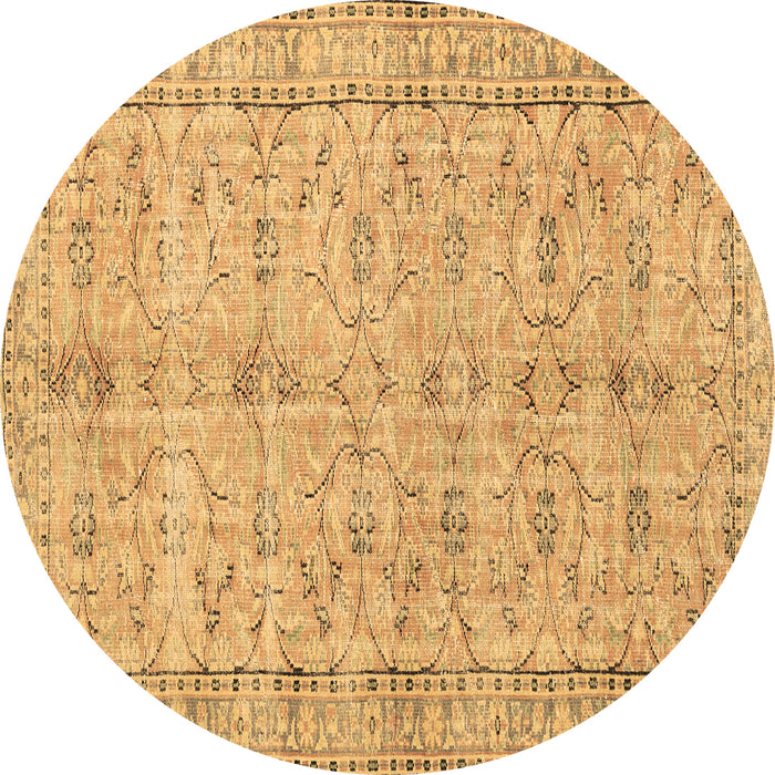 Round Machine Washable Persian Brown Traditional Rug, wshtr3607brn