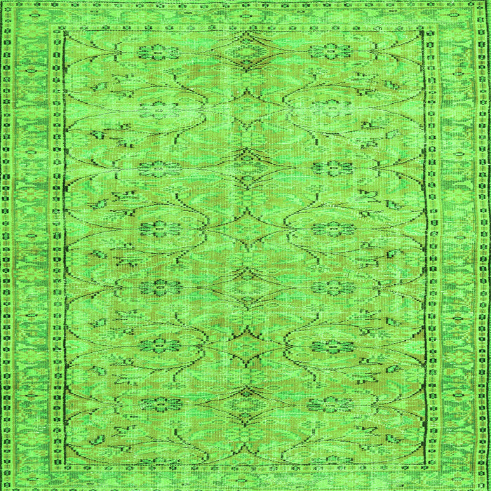 Round Machine Washable Persian Green Traditional Area Rugs, wshtr3607grn
