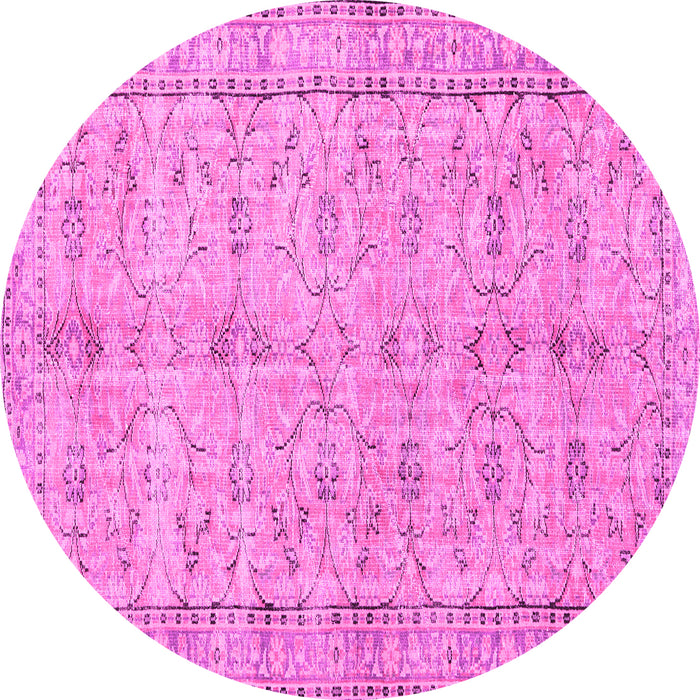 Round Persian Pink Traditional Rug, tr3607pnk