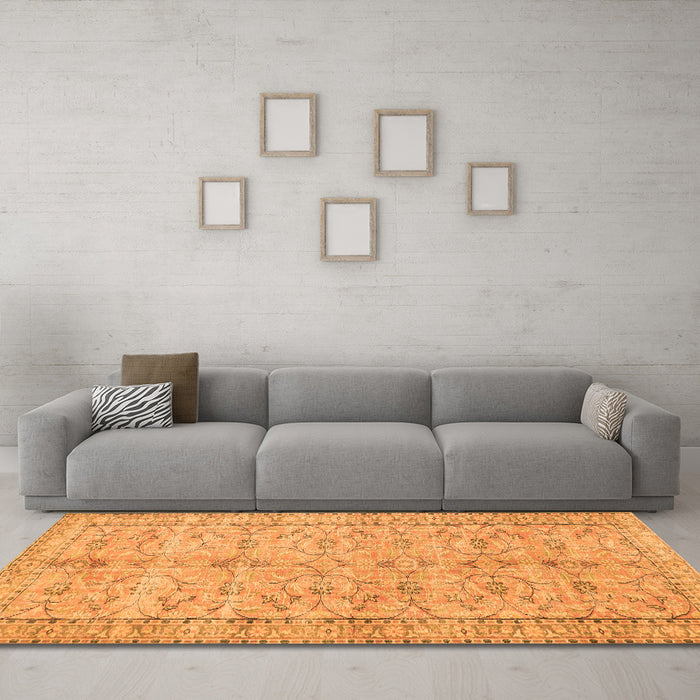 Machine Washable Persian Orange Traditional Area Rugs in a Living Room, wshtr3607org