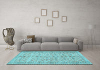 Machine Washable Persian Light Blue Traditional Rug, wshtr3607lblu