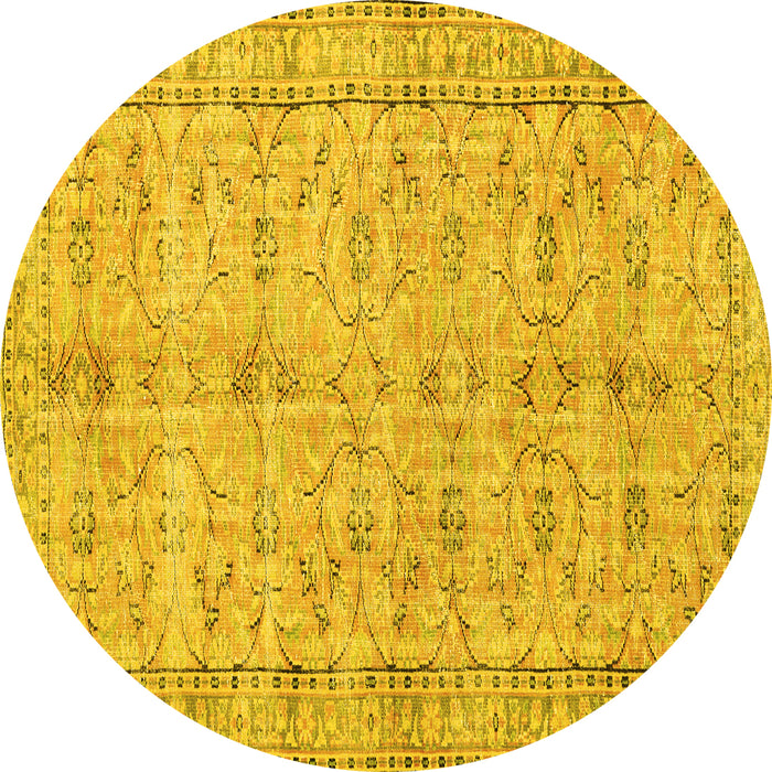 Round Persian Yellow Traditional Rug, tr3607yw
