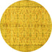 Round Persian Yellow Traditional Rug, tr3607yw