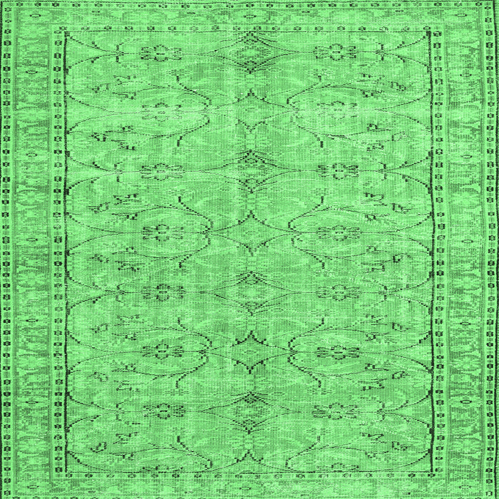 Square Machine Washable Persian Emerald Green Traditional Area Rugs, wshtr3607emgrn
