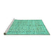 Sideview of Machine Washable Persian Turquoise Traditional Area Rugs, wshtr3607turq