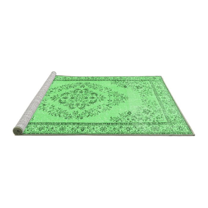 Sideview of Machine Washable Persian Emerald Green Traditional Area Rugs, wshtr3608emgrn