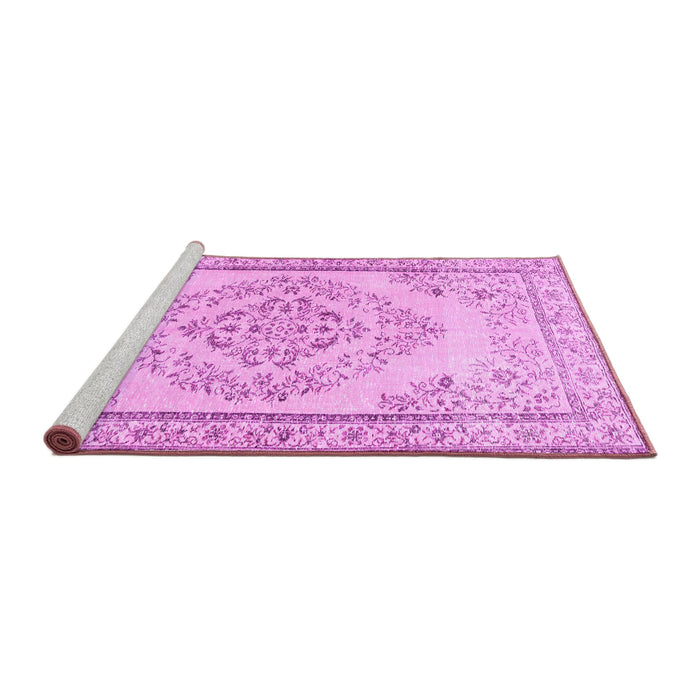Sideview of Machine Washable Persian Pink Traditional Rug, wshtr3608pnk