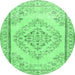 Round Machine Washable Persian Emerald Green Traditional Area Rugs, wshtr3608emgrn