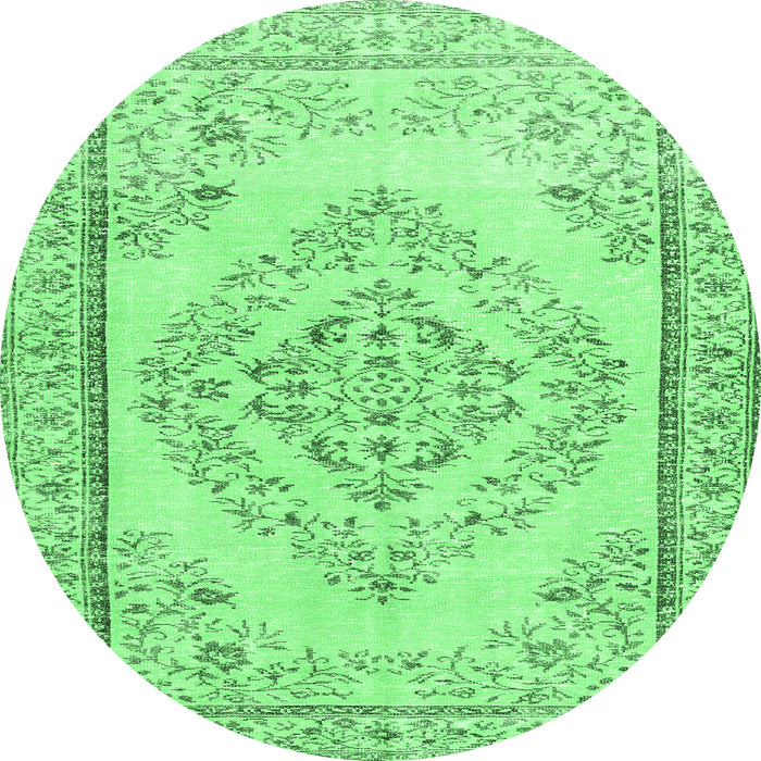 Round Persian Emerald Green Traditional Rug, tr3608emgrn