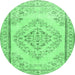 Round Persian Emerald Green Traditional Rug, tr3608emgrn