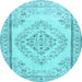 Round Persian Light Blue Traditional Rug, tr3608lblu
