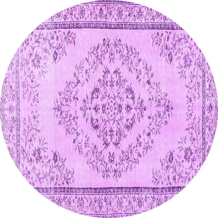 Round Persian Purple Traditional Rug, tr3608pur
