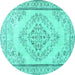 Round Machine Washable Persian Turquoise Traditional Area Rugs, wshtr3608turq