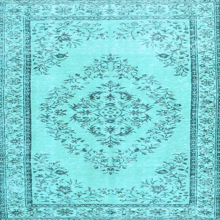 Square Machine Washable Persian Light Blue Traditional Rug, wshtr3608lblu