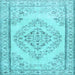 Square Machine Washable Persian Light Blue Traditional Rug, wshtr3608lblu