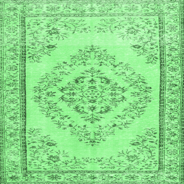 Square Machine Washable Persian Emerald Green Traditional Area Rugs, wshtr3608emgrn