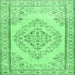 Square Machine Washable Persian Emerald Green Traditional Area Rugs, wshtr3608emgrn