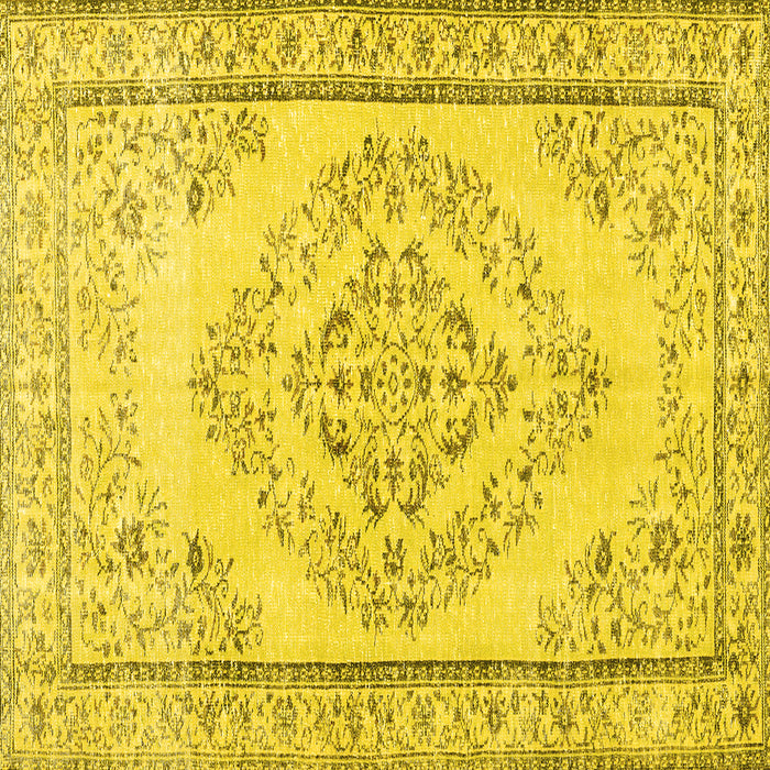 Square Machine Washable Persian Yellow Traditional Rug, wshtr3608yw
