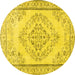 Round Persian Yellow Traditional Rug, tr3608yw