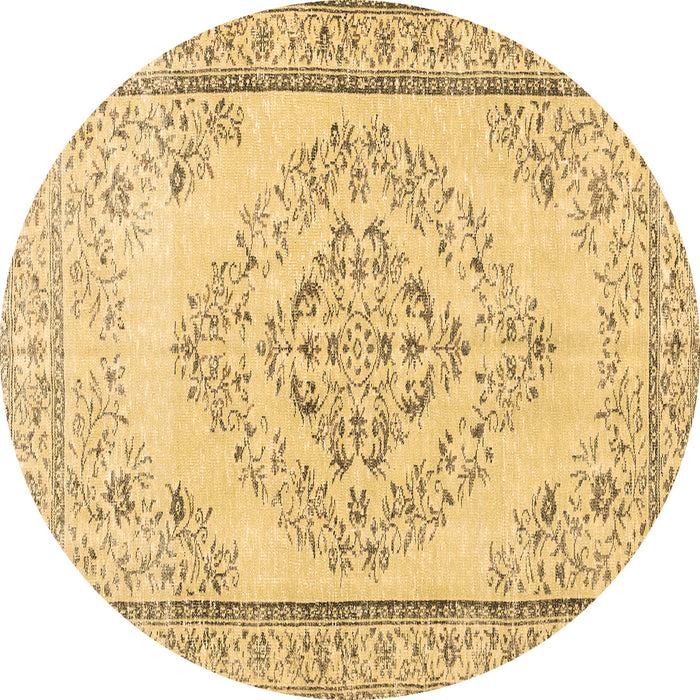 Round Persian Brown Traditional Rug, tr3608brn