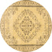 Round Persian Brown Traditional Rug, tr3608brn