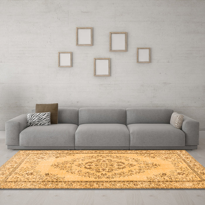 Machine Washable Persian Orange Traditional Area Rugs in a Living Room, wshtr3608org