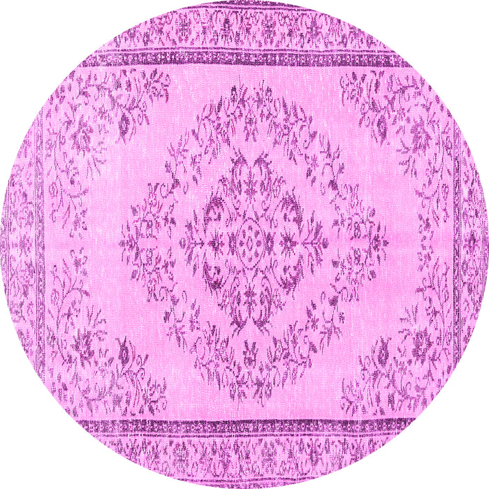 Round Machine Washable Persian Pink Traditional Rug, wshtr3608pnk