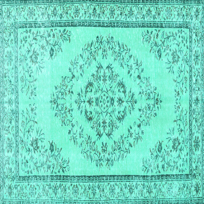 Square Machine Washable Persian Turquoise Traditional Area Rugs, wshtr3608turq