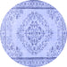 Round Machine Washable Persian Blue Traditional Rug, wshtr3608blu