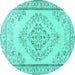 Round Persian Turquoise Traditional Rug, tr3608turq
